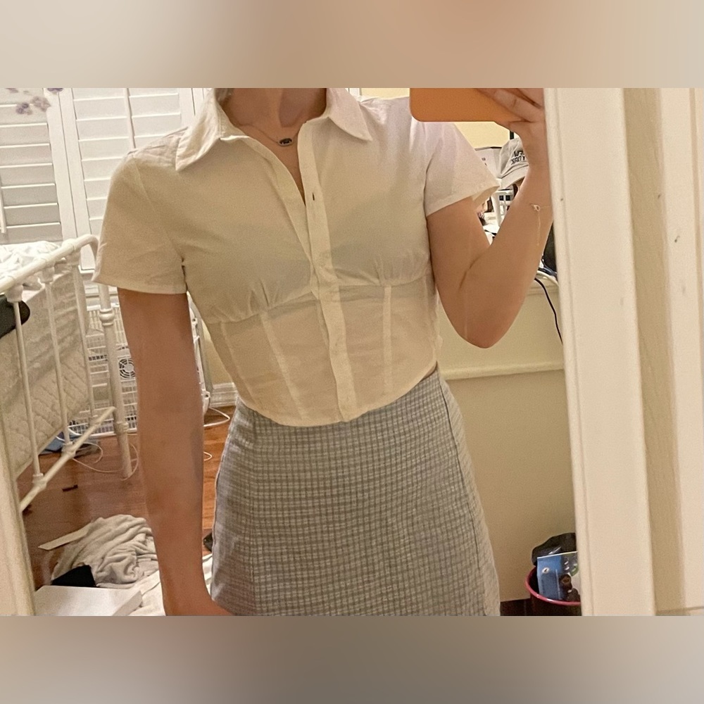 Cropped collared corset H&M shirt